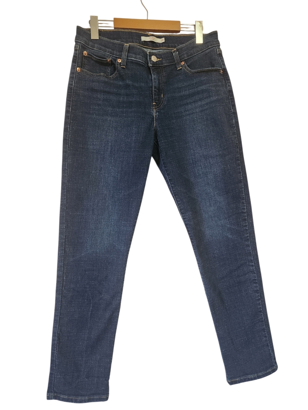 Levi's Mid Rise Boyfriend Jeans Cobalt Layer Dark Wash 29 Like New Stretch Clean